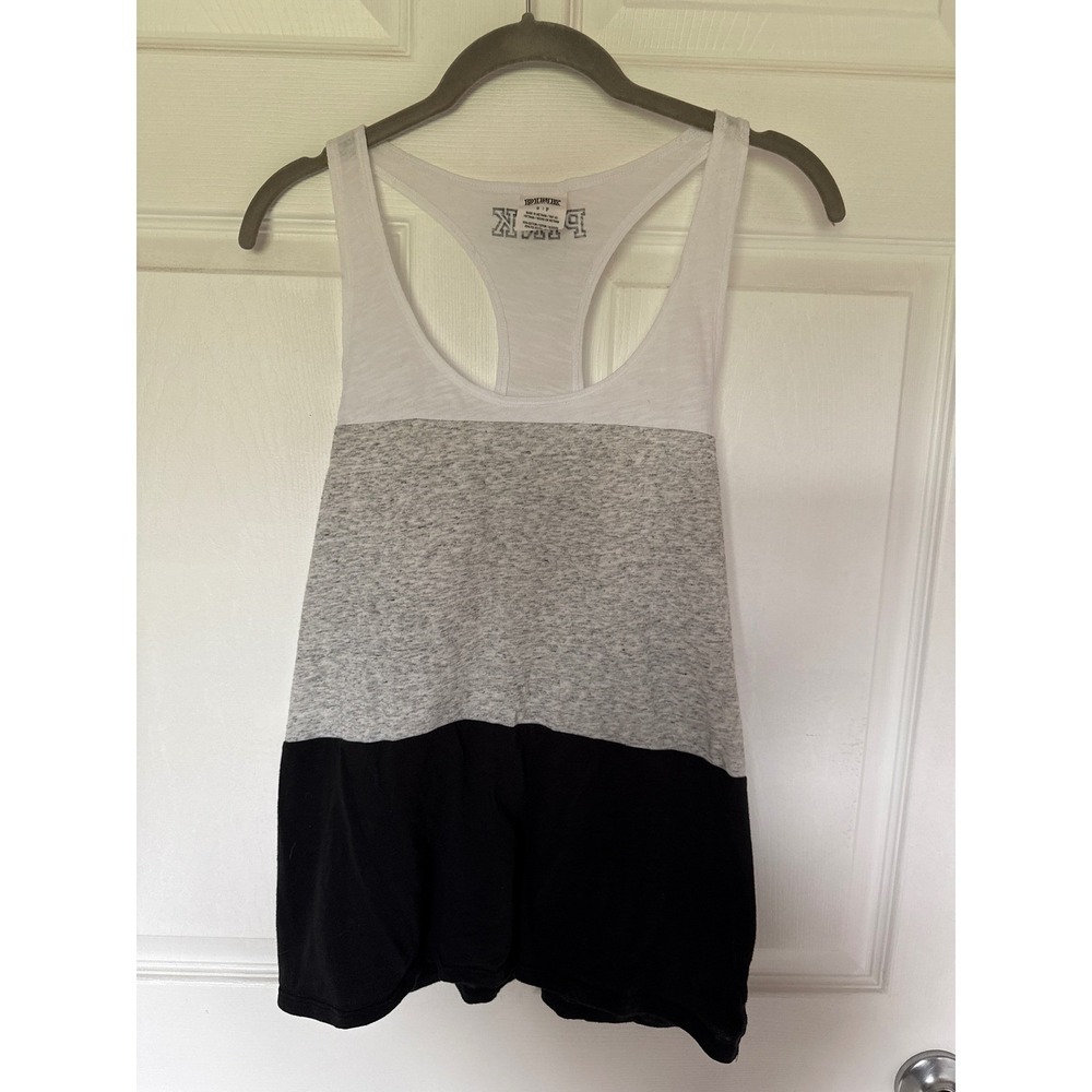 Pink Victoria's Secret Racerback Tank Top Small Colorblock White Gray Black